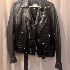 Vintage 1980s Neiman Marcus Black Leather Motorcycle Jacket